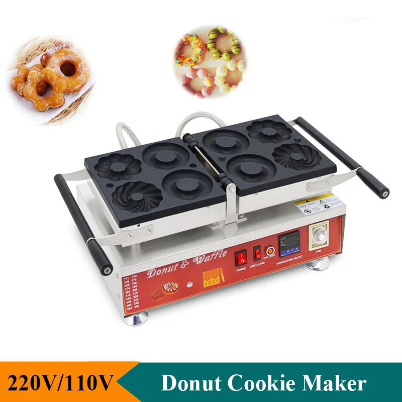 Коммерческая электрическая машина для приготовления пончиков 220 В 110 В из нержавеющей стали для приготовления пончиков различной формы