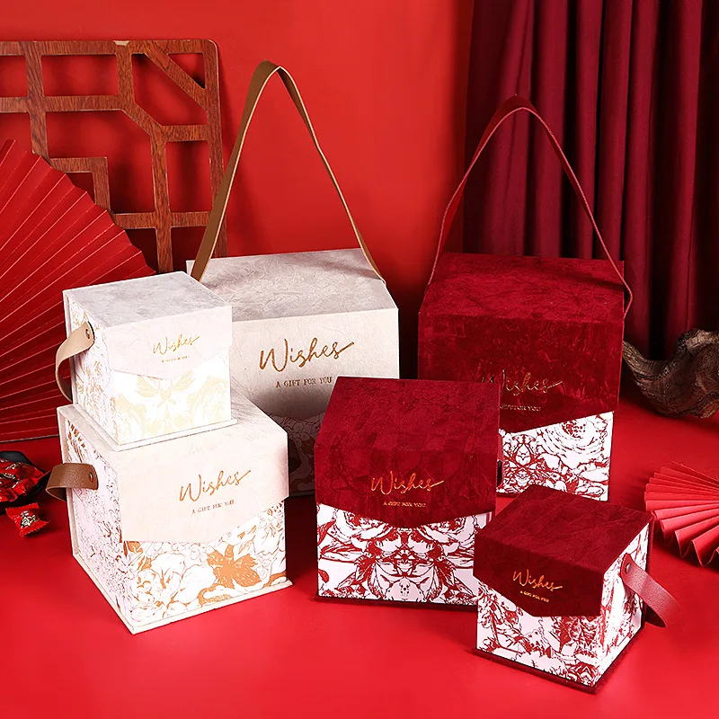 Коробка конфет, красные упаковочные коробки, бархатная упаковочная коробка, свадебная подарочная коробка на магнитной застежке с ручкой, бархатная подарочная коробка с откидной крышкой.