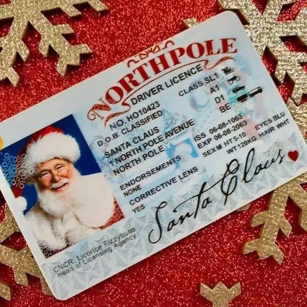 Креативное водительское удостоверение Санта-Клауса в канун Рождества, подарок на водительские права детям, Рождественское украшение для дома 2023 Новый год