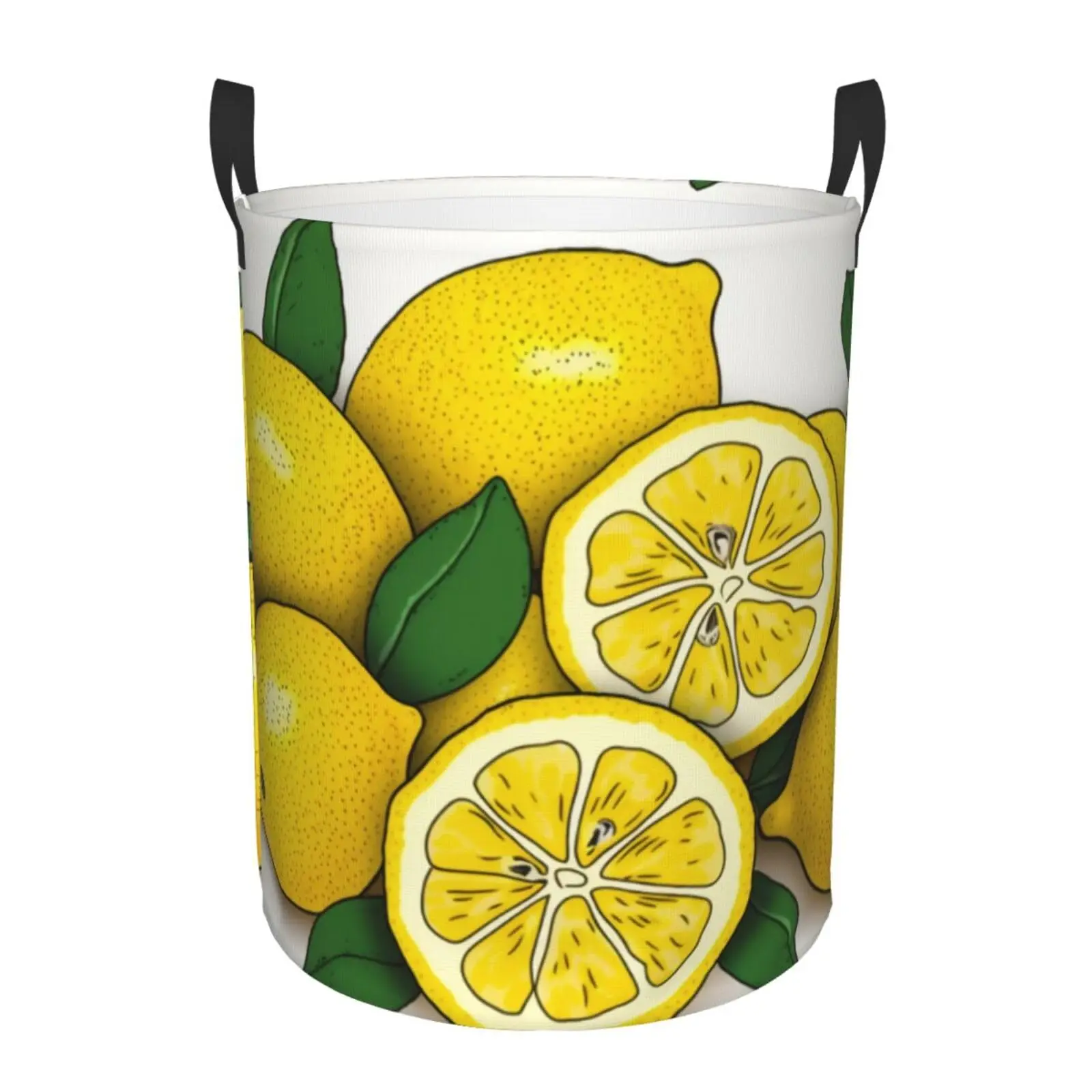 Круглая корзина для белья с лимонным принтом, переносное водонепроницаемое ведро для хранения, ящик для хранения одежды в спальне, маленький и средний