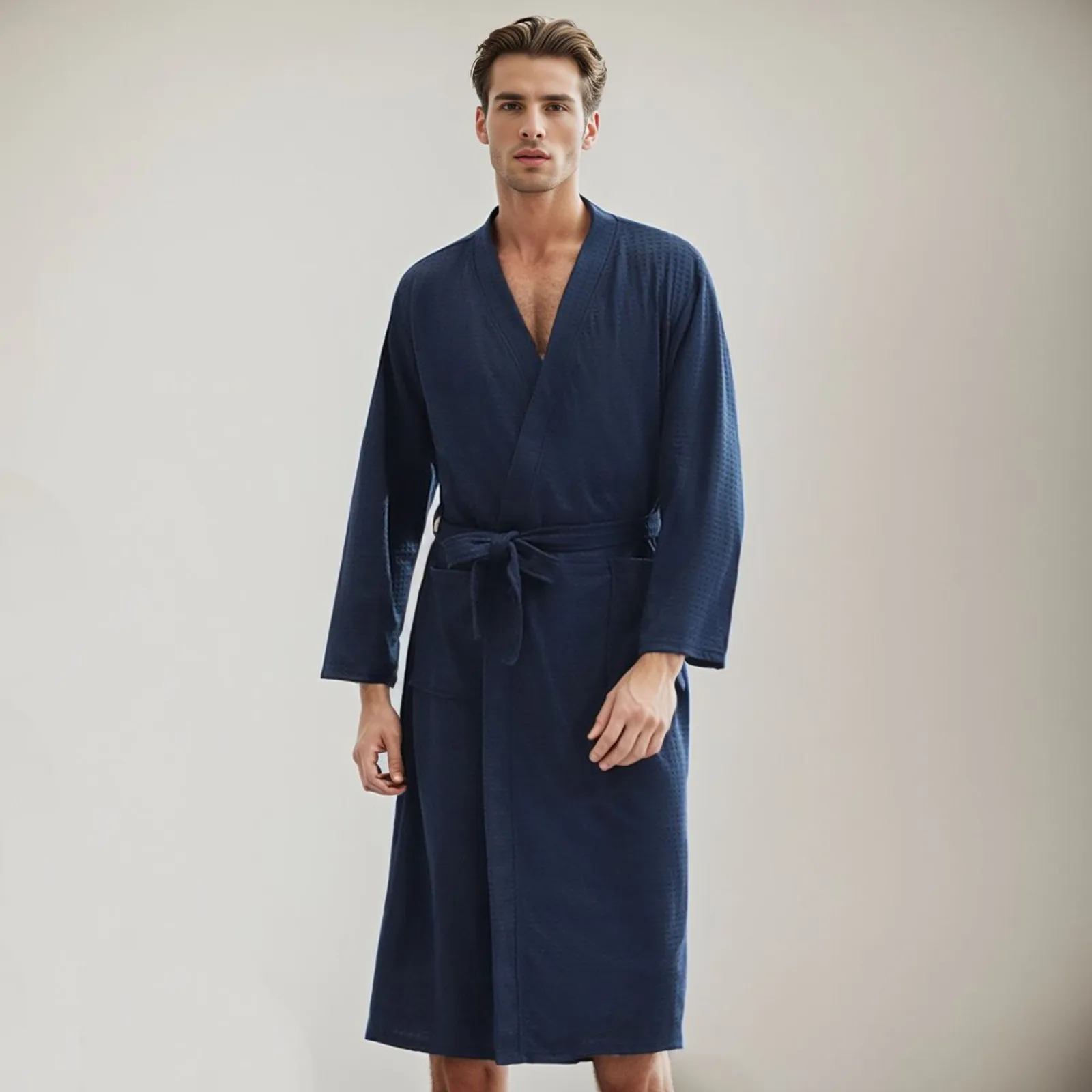 Легкий вафельный халат с длинными рукавами, однотонные халаты для спа и бани, Быстросохнущая мягкая пижама, женский халат
