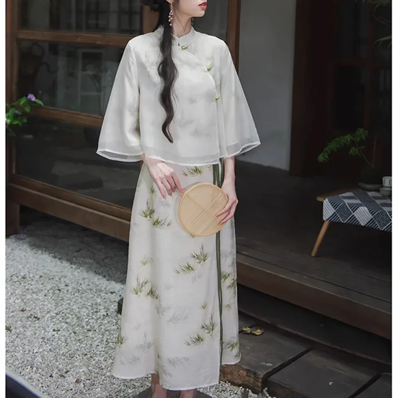 Летняя женская одежда Zen, улучшенный топ-чонсам в китайском национальном стиле