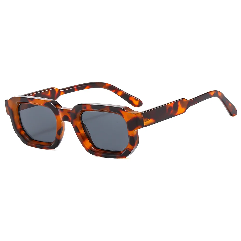 Модные квадратные женские солнцезащитные очки класса люкс, Винтажный бренд, дизайнерские прямоугольные очки, мужские солнцезащитные очки Leopard Clear UV400