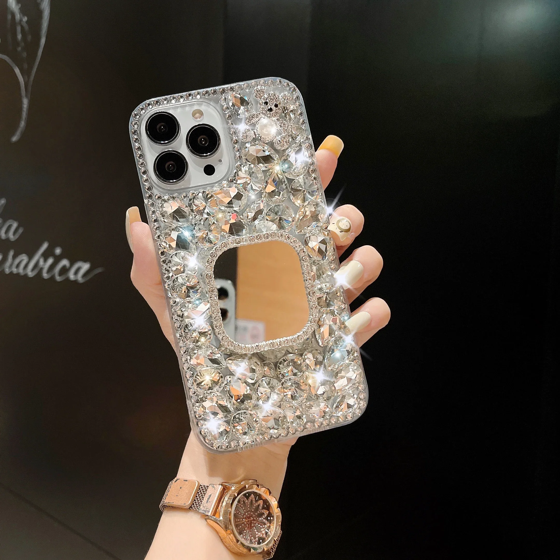 Модный роскошный чехол для мобильного телефона с зеркалом для макияжа с бриллиантами для Samsung Galaxy A50 A70S A22 A32 5G A52 A71 A51 A72 A73 A53