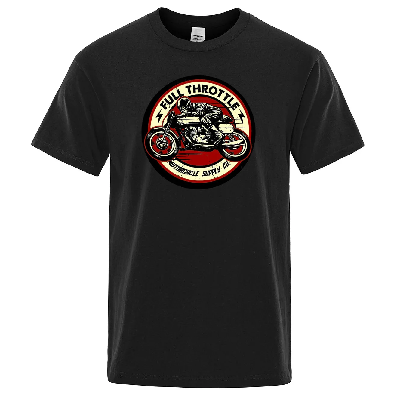 Мужская футболка с мотоциклетным принтом, повседневная футболка с короткими рукавами, Свободная хлопковая футболка, летняя свободная футболка