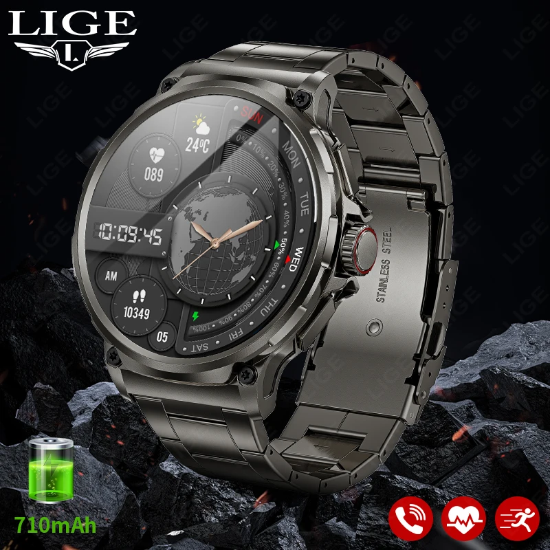 Мужские смарт-часы LIGE 1,85 дюйма, батарея 710 мАч, длительный режим ожидания, Bluetooth-вызов, умные часы, Новые Фитнес-часы, Спортивный трекер Andriod IOS