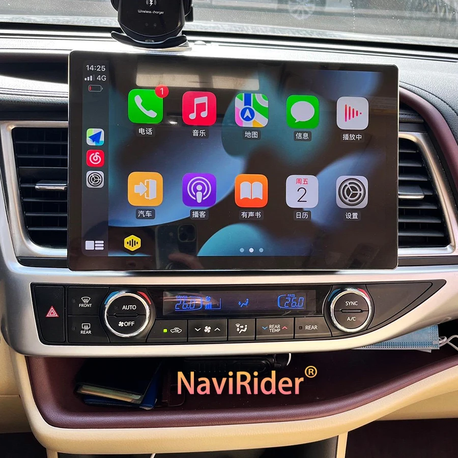 Мультимедийное автомобильное радио с 13,3-дюймовым экраном 2K для Toyota Highlander 2015, поддержка автостереографии, Камера заднего вида Carplay, видеорегистратор Android 13
