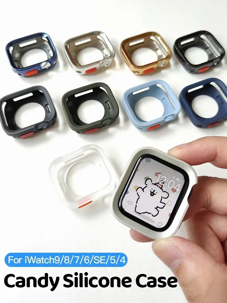 Мягкий силиконовый чехол Candy для Apple Watch Case 45 мм, 41 мм, 44 мм, 40 мм, защитный бампер для iWatch серии Ultra 9 8 7 SE 6 5 для женщин