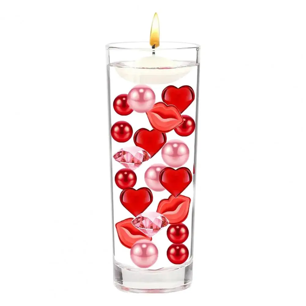 Набор наполнителей для ваз на День Святого Валентина, Наполнитель для ваз в форме сердца, Ромбовидный Плавающий Искусственный Жемчуг, Рождественский Дом отдыха для вазы