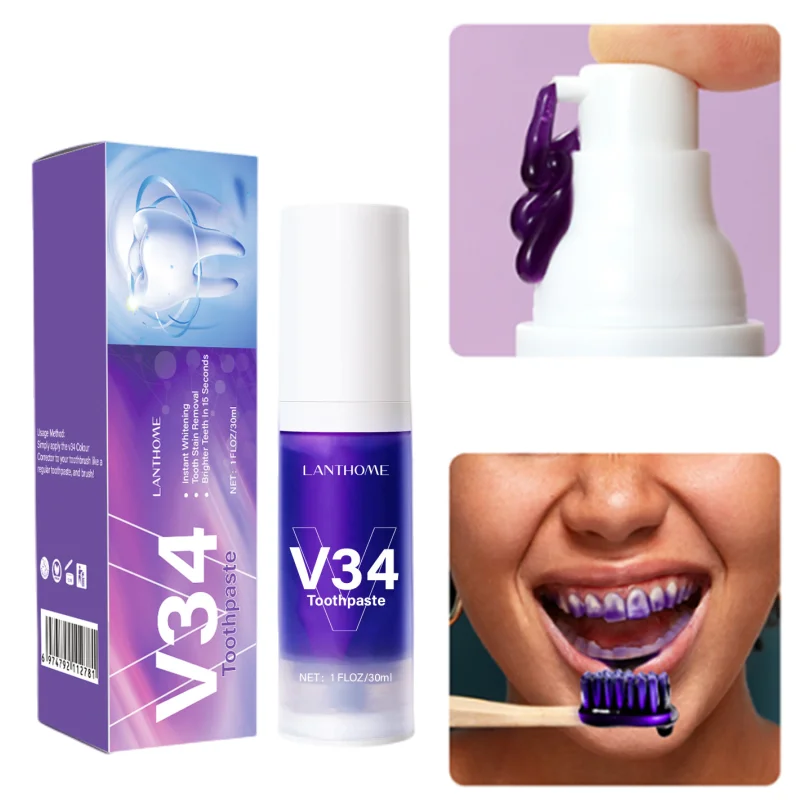Новая зубная паста для отбеливания зубов Mousse V34 Color, средство для коррекции зубов, фиолетовая неинвазивная отбеливающая зубная паста