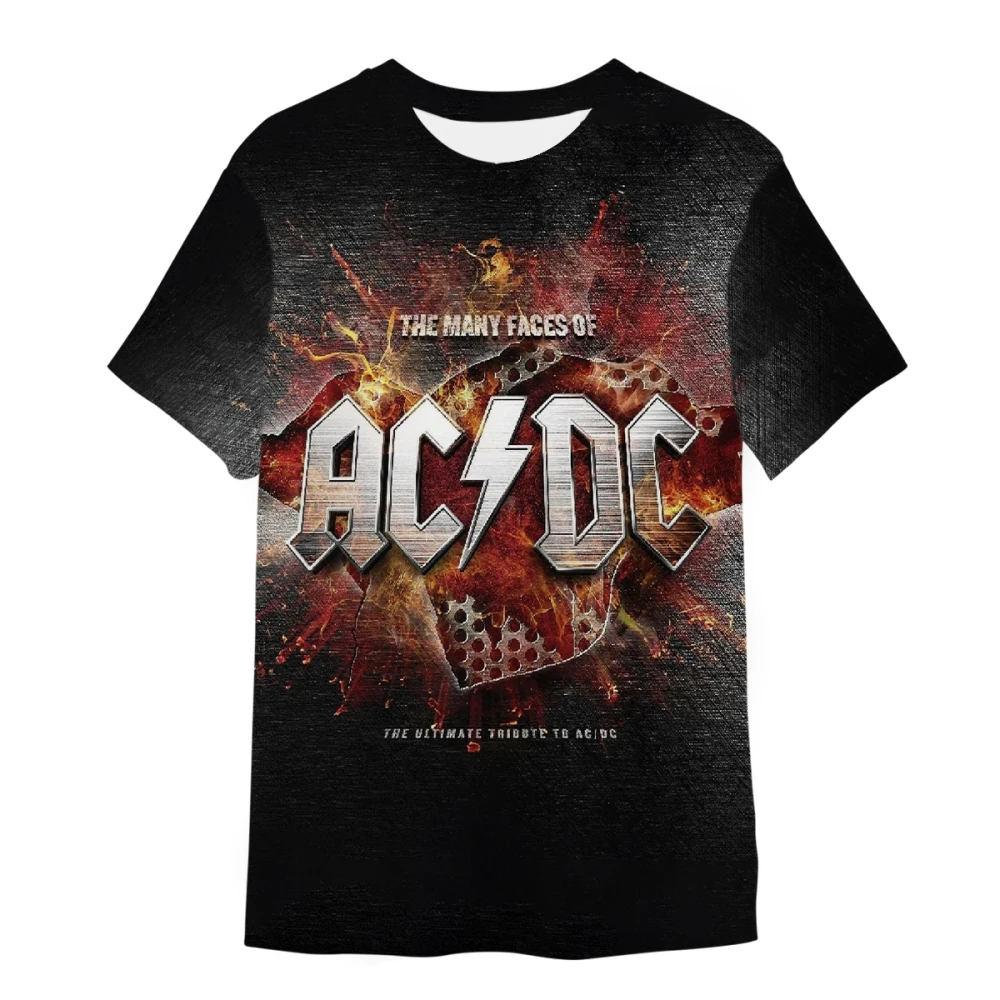 Новая мужская Летняя детская футболка с круглым вырезом и принтом Металлической Рок-группы AC/DC, Повседневная футболка Для мальчиков И девочек, Пуловер, Модные Детские Топы Оверсайз