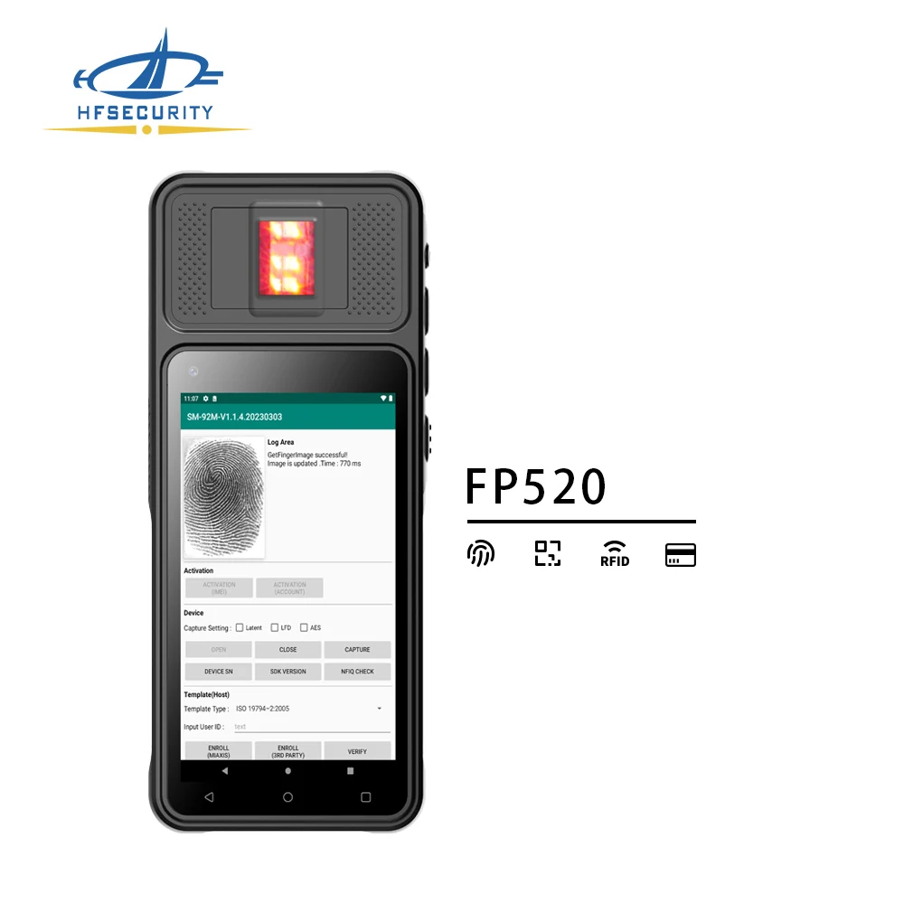 Новейший FP520 Бесплатный SDK 4G портативный Дополнительный датчик отпечатков пальцев FAP20 Портативный планшет для учета рабочего времени для банка и школы