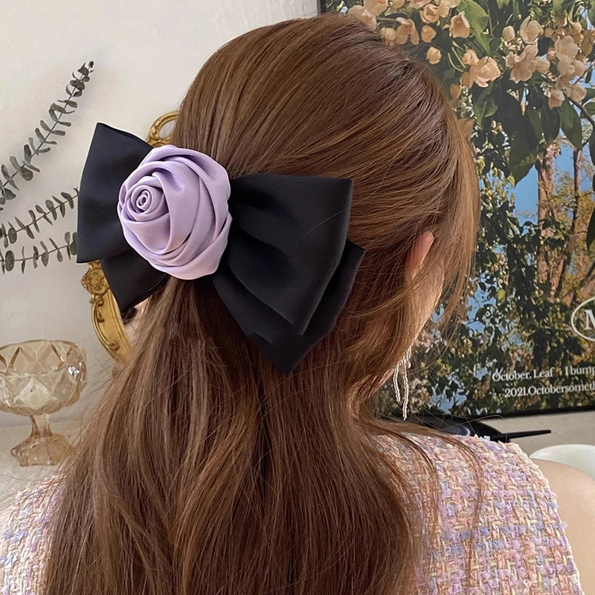 Новые аксессуары для волос Lystrfac ручной работы с заколкой в виде розы и банта, темпераментные цветочные аксессуары для волос