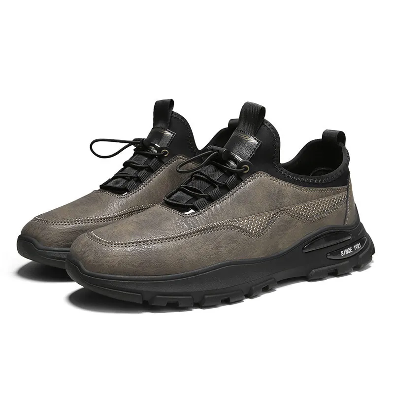 Новые кожаные кроссовки, мужская осенняя обувь, повседневная водонепроницаемая нескользящая походная обувь на платформе, Дизайнерская мужская обувь Tenis Masculino
