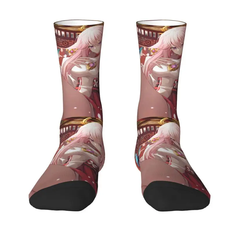 Новые мужские носки-платья Genshin Impact Yae Miko, дышащие теплые носки унисекс с 3D принтом, носки для игровой команды из анимированного мультфильма