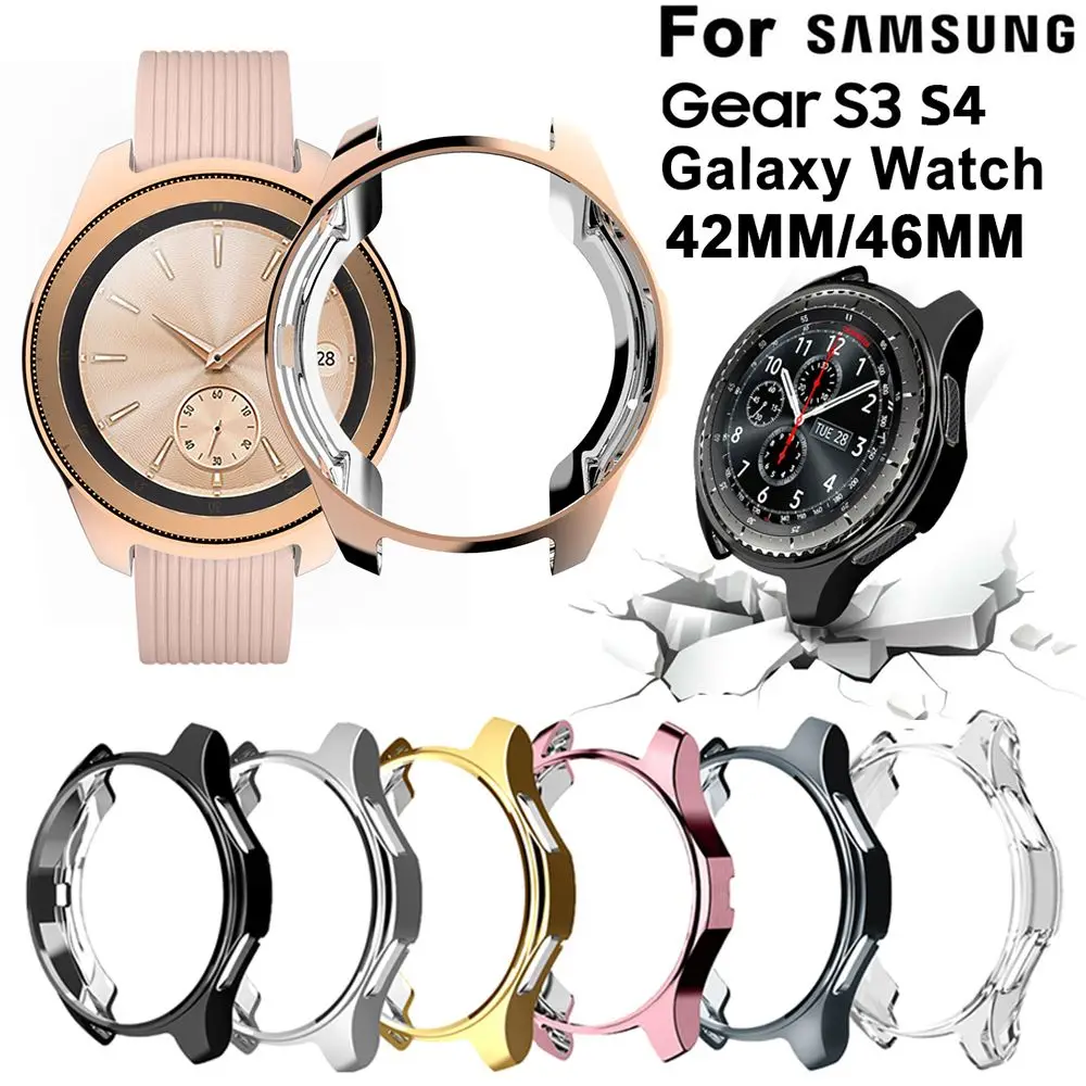 Новый Гальванический Защитный Чехол TPU Чехол Для Часов Держатель Кожа Силиконовая Оболочка Для Samsung Gear S3 S4 Galaxy Watch 46 мм 42 мм