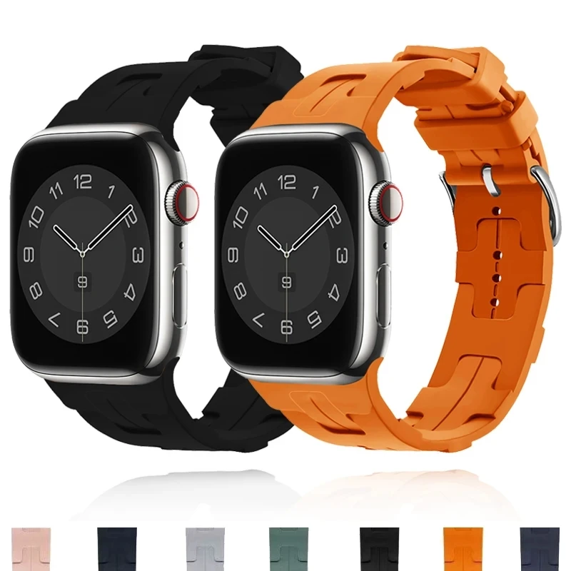Новый Силиконовый Ремешок Kilim Single Tour Для Apple Watch Band Ultra 44 мм 40 45 41 49 мм Стильный Спортивный Браслет Для iWatch 8 7 6 SE 4