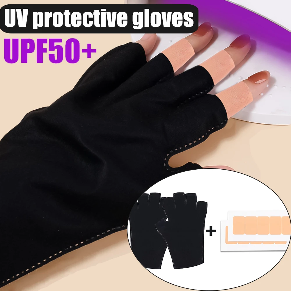 Одноразовые черные перчатки для нейл-арта с защитой от ультрафиолета, гель для нейл-арта, Светодиодная лампа, Сушилка для ногтей, Перчатки с защитой от радиации, Инструменты для маникюра