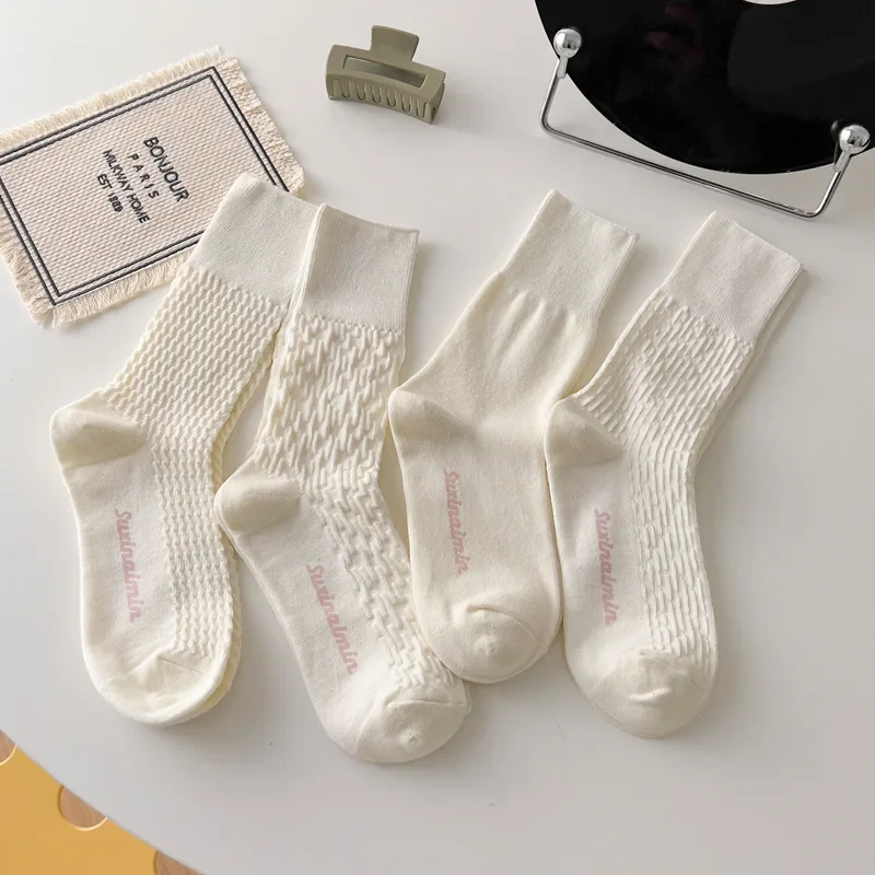 Однотонные Черно-белые Носки JK, Эластичные Длинные Носки для школьниц в японском стиле, женские повседневные Хлопковые носки Harajuku