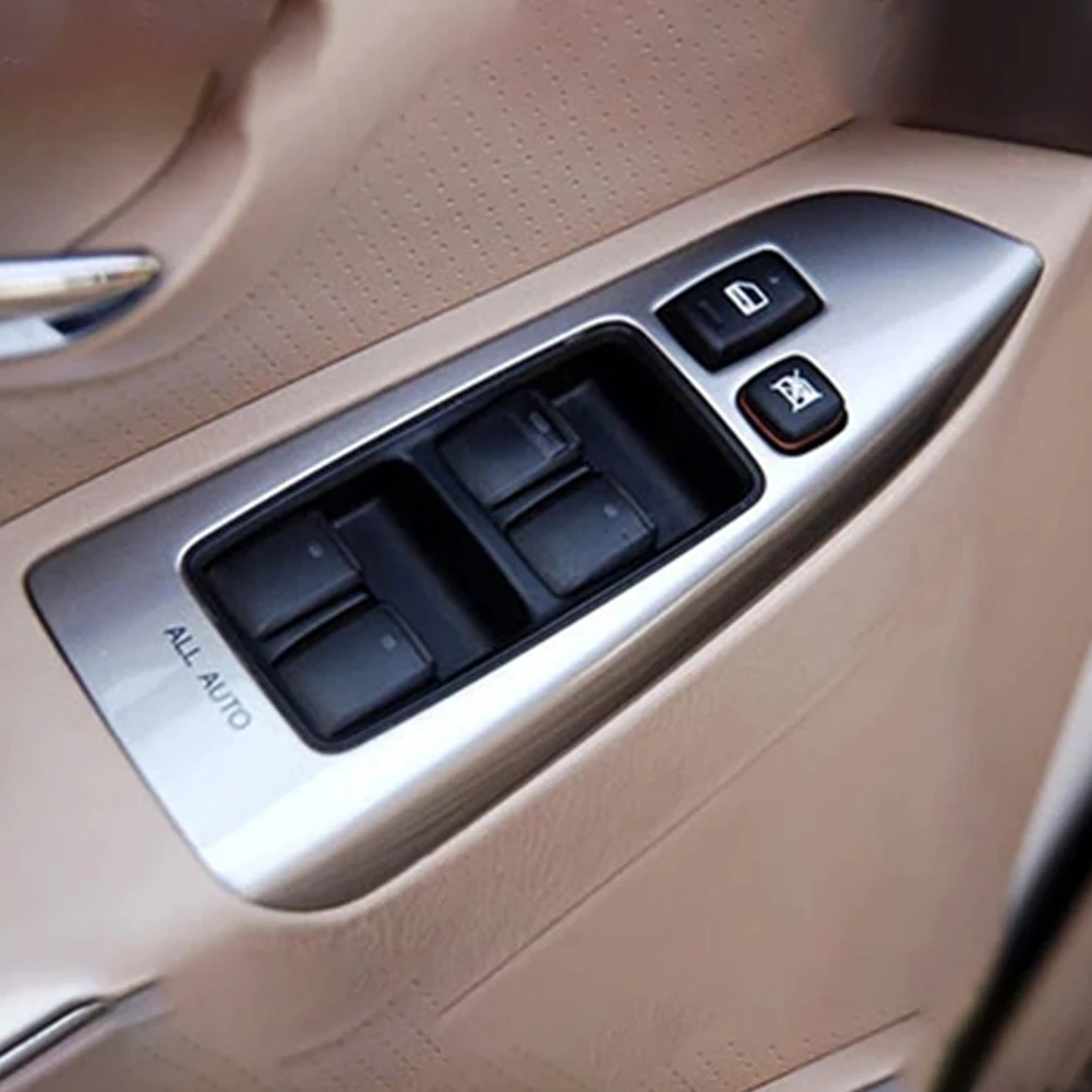 Переключатель управления подъемом оконного стекла для Toyota Land-Cruiser Prado LC120 2003-2009, Внутренняя Дверная панель, Серебряная рамка, Пластиковая отделка