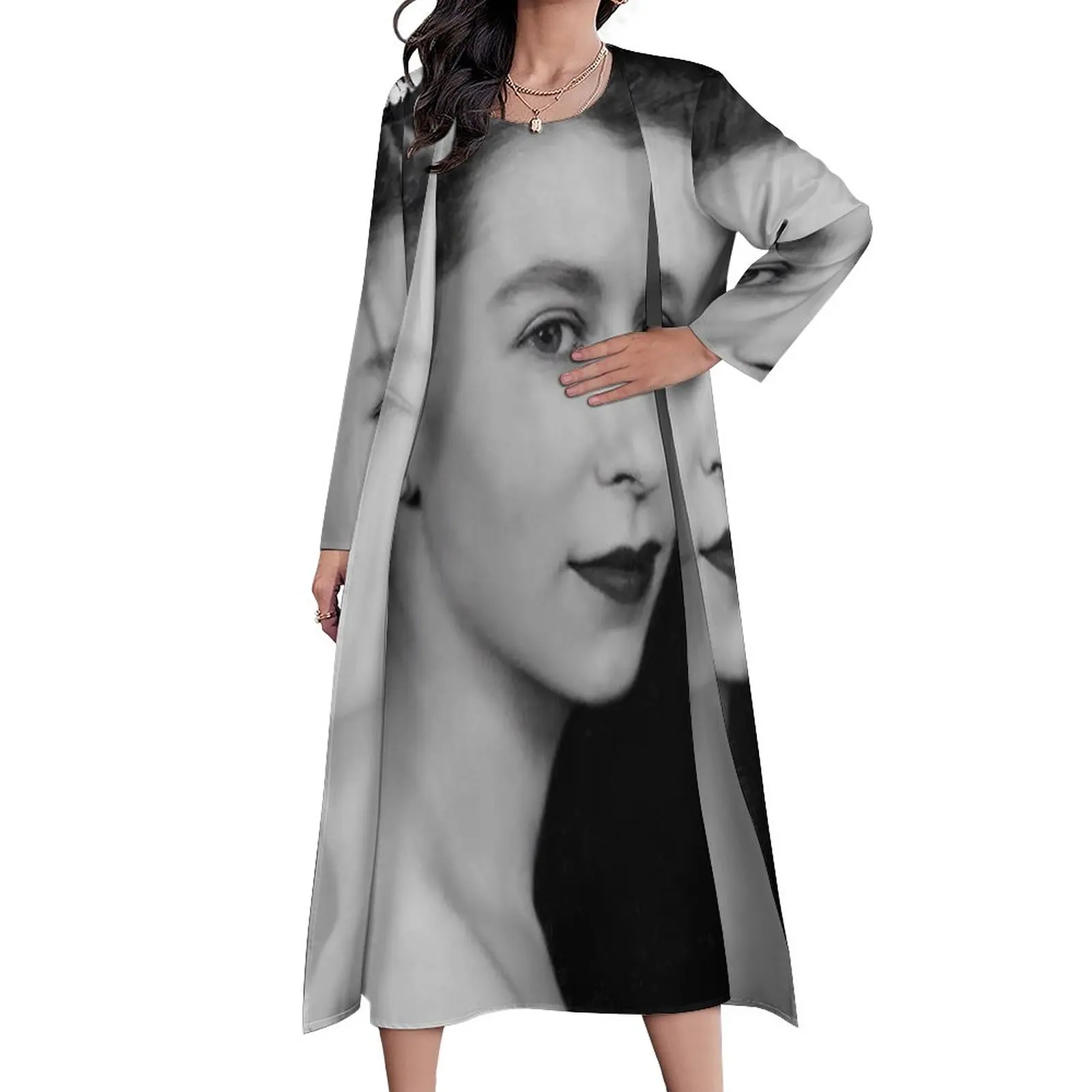Платье Молодой королевы Елизаветы II С Ретро Принтом Kawaii Maxi Dress Из Двух Частей Дизайн Богемных Длинных Платьев Эстетичный Оверсайз Vestido