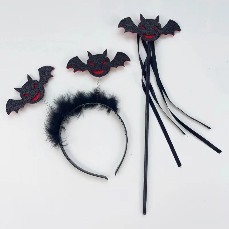 Повязка на голову с черной паучьей летучей мышью и Волшебная палочка, набор аксессуаров для костюмированной вечеринки для детей, Хэллоуин для мальчиков и девочек 2023