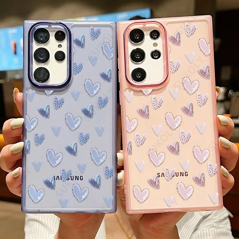 Прозрачный Силиконовый Чехол Cute Love Heart Для Samsung Galaxy A54 A53 A52 A34 5G S22 S21 Ultra S20 FE Мягкий Прозрачный Чехол Для Телефона из ТПУ