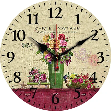 Ретро Цветы Настенные Часы Гостиная Спальня Круглые Бесшумные Часы Столовая Украшение Офиса Часы Для Дома Carfts Art Decor