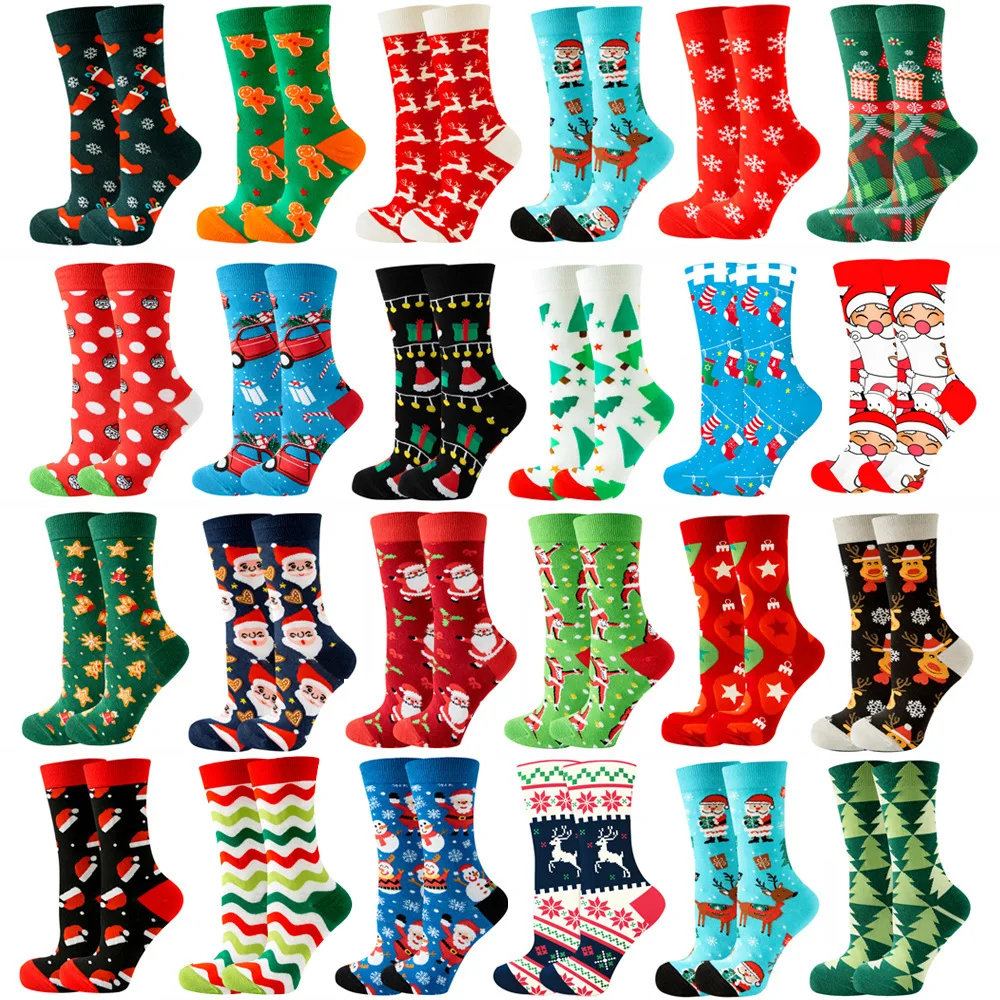 Рождественские носки Женские Забавные носки Санта Клауса, рождественского снеговика, кавайных мультяшных животных, милых новых рождественских подарочных носков