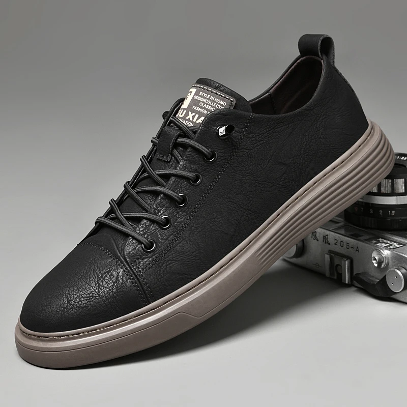 Роскошная брендовая мужская обувь Новая натуральная кожа на шнуровке Мужская повседневная дизайнерская обувь Прогулочные кроссовки Tenis для скейтбординга Плюс Размер 37-47