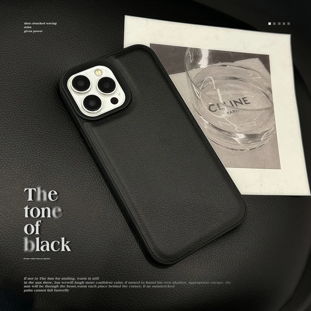 Роскошный Черный Кожаный Чехол для телефона iPhone 15 14 13 12 11 Pro Max Чехлы для Iphone 14 15 Plus Высококачественная Противоударная Задняя Крышка