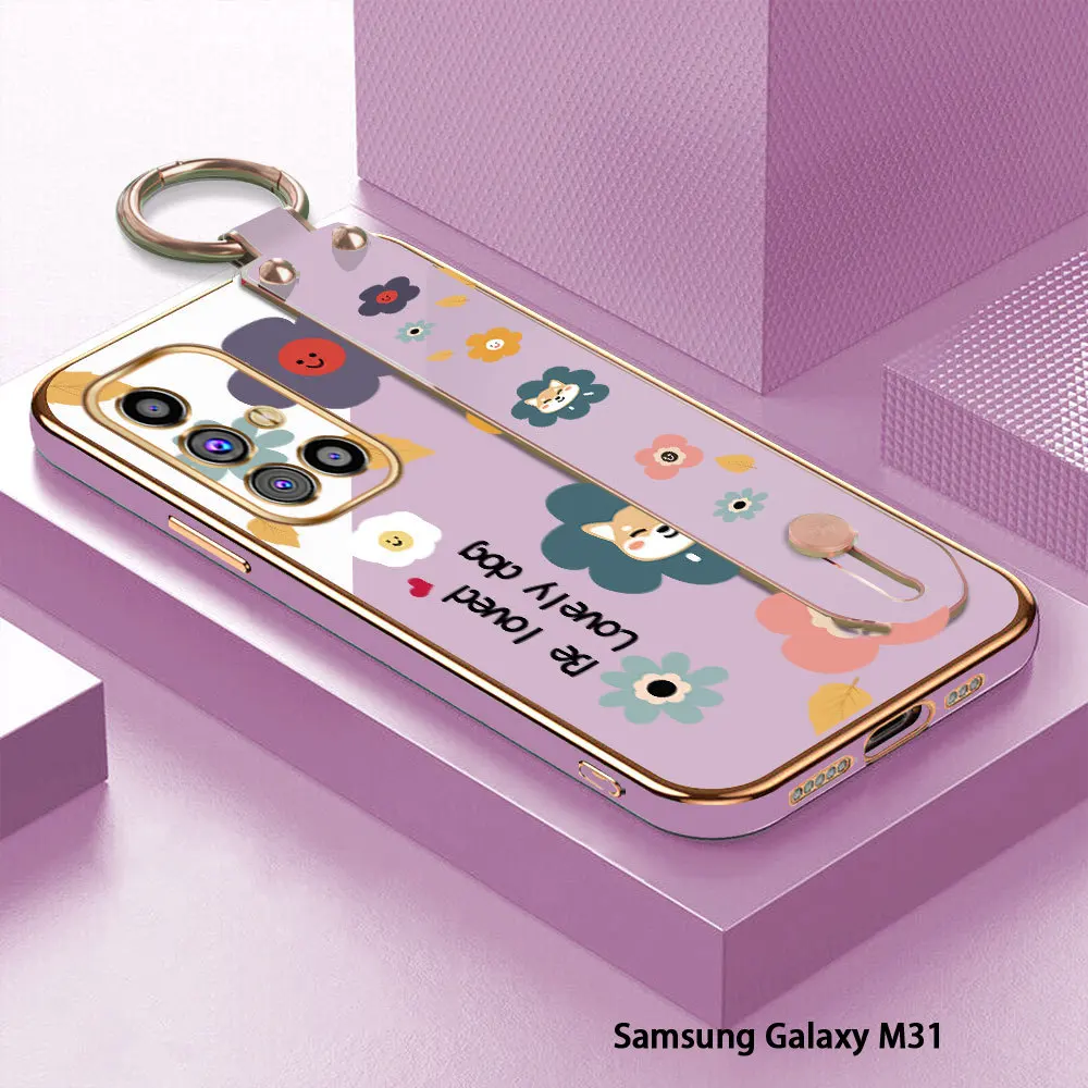 (С браслетом) Для Samsung Galaxy M53 M33 M23 M14 5G M52 5G M62 M22 M32 M12 M51 M31 M21 M30S Роскошный Чехол Для телефона С покрытием