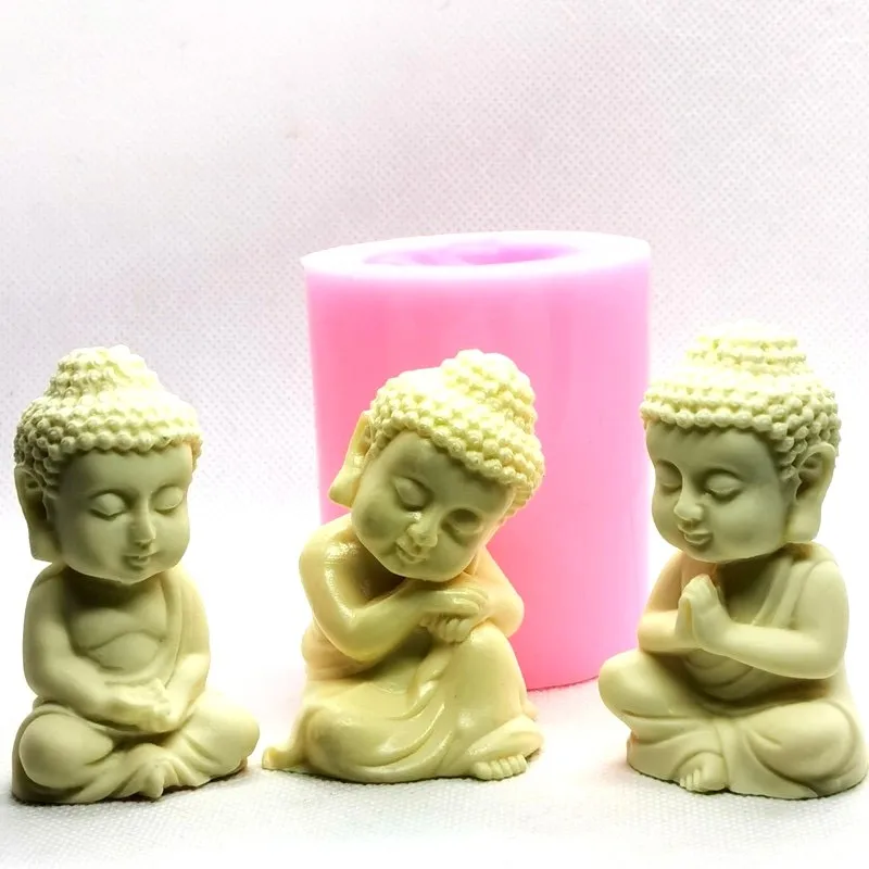 Силиконовая форма Buddha Little Monk Маленькая форма Татхагата Эпоксидная Штукатурка Свеча для ароматерапии Цемент Ручной работы DIY