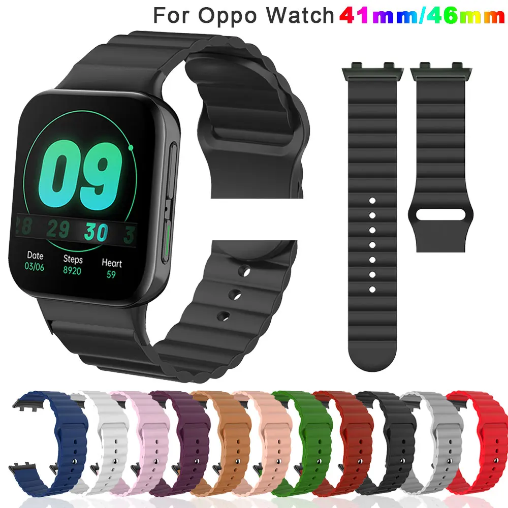 Силиконовый ремешок для часов Oppo Watch 41 мм 46 мм, сменный ремешок для умных часов, браслет, ремень, ремешки для умных часов Correa