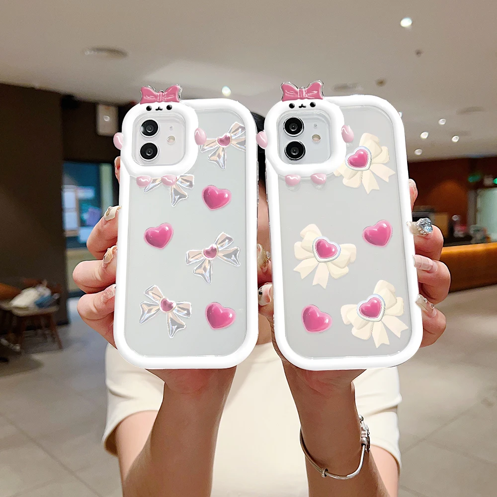 Сладкий Розовый Чехол Для Телефона с Галстуком-бабочкой Love Heart Для Xiaomi Redmi Note 12 Pro 11 10 9 Pro Mi 11 Lite 5G NE 12C 11S 10S 9S Силиконовый Чехол