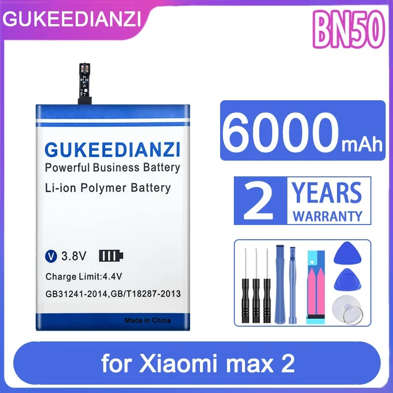 Сменный аккумулятор GUKEEDIANZI BN50 6000mAh для Xiaomi max2 max 2 Bateria