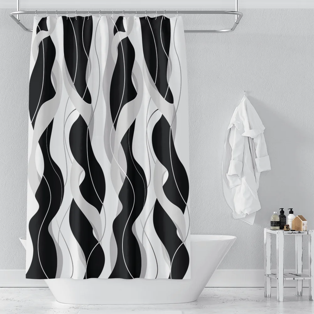 Современная роскошная занавеска для ванной комнаты, Модные черные обтекаемые занавески для ванной комнаты, занавески для ванной комнаты Tokio Hotel Для окон