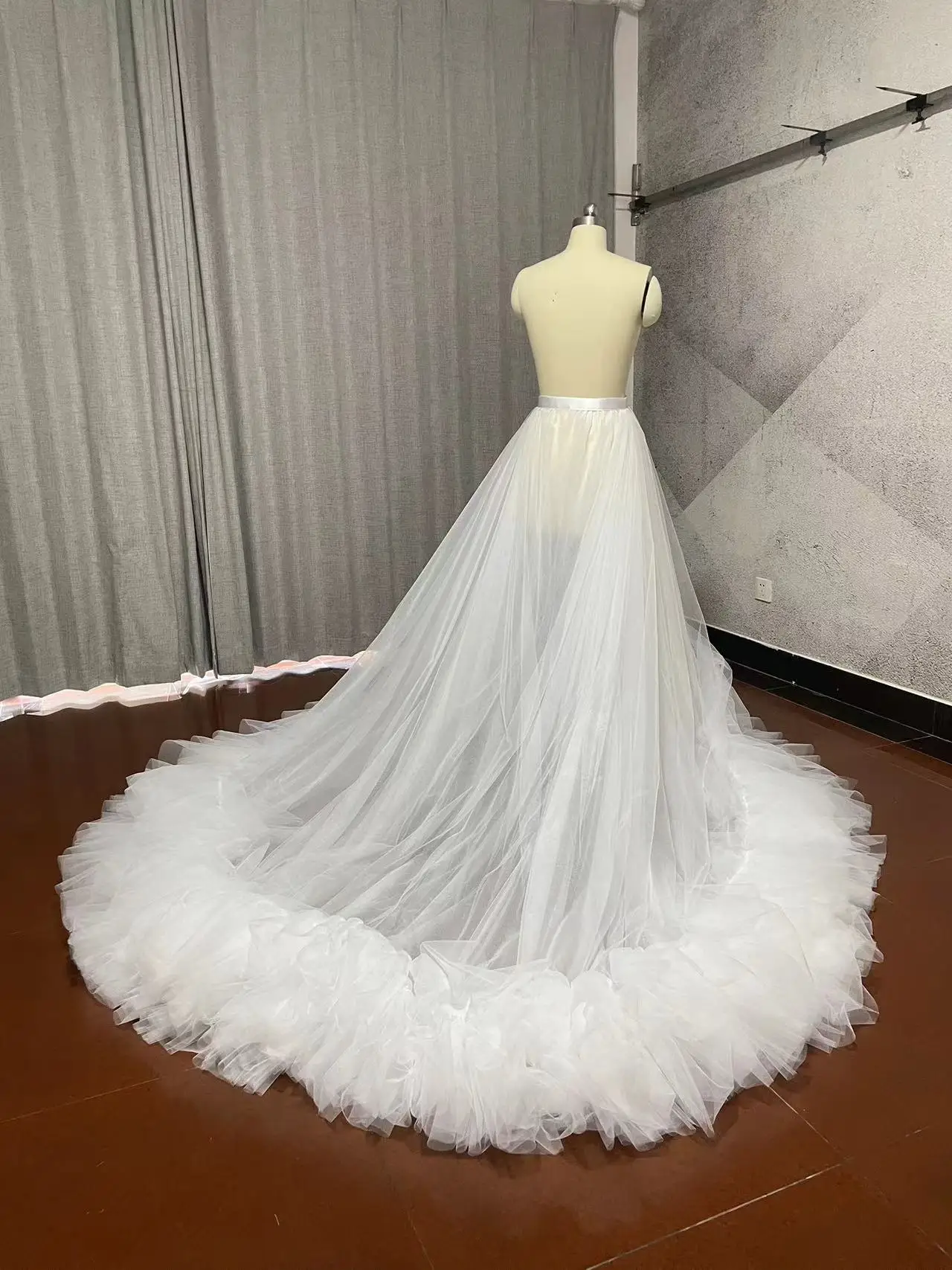 Съемная юбка из тюля с оборками, верхняя юбка, шлейф свадебного платья, свадебный аксессуар нестандартного размера