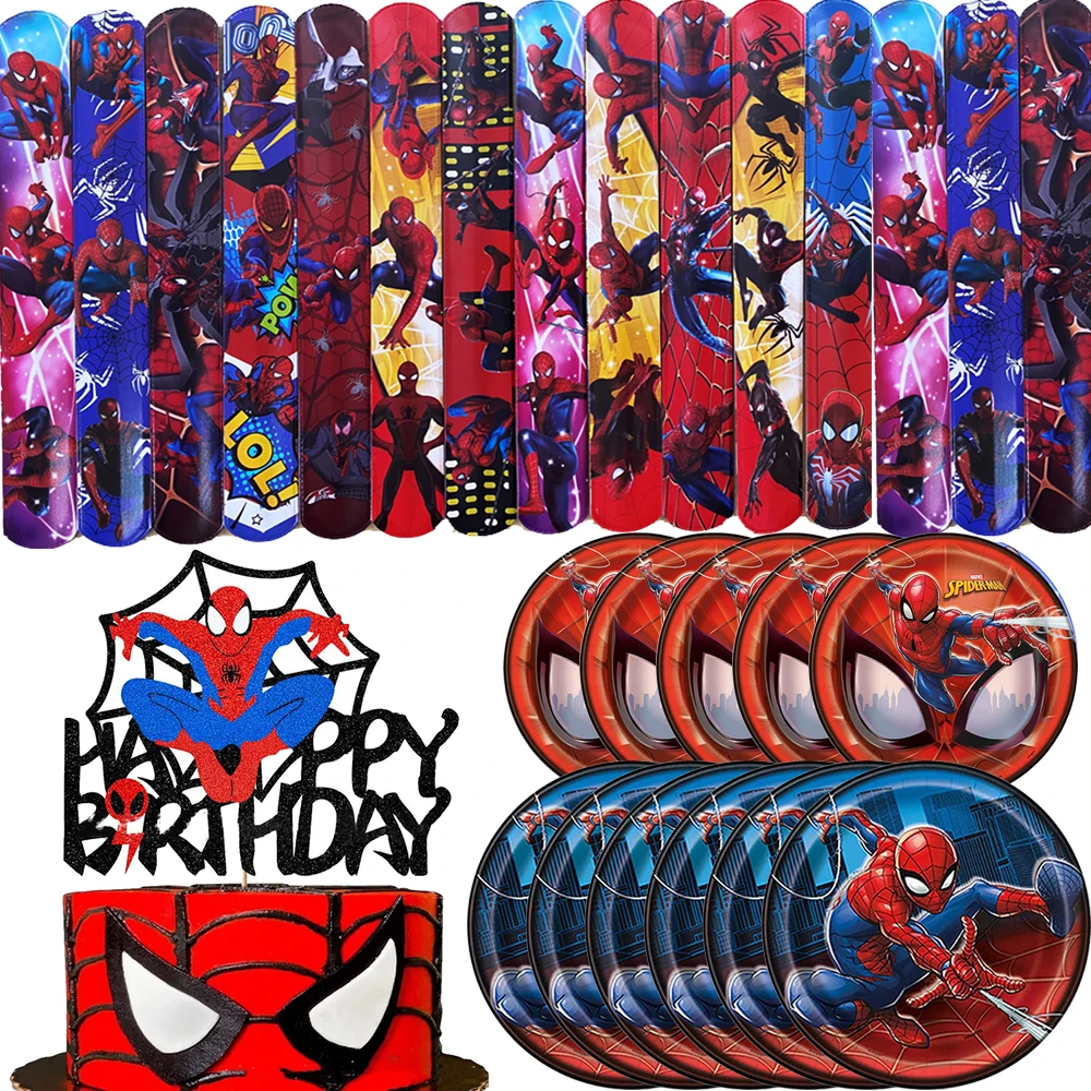 Украшения для дня рождения Человека-паука Диснея, Чашки, Тарелки, Скатерть, Топпер для торта, Воздушный шар, подарки для детей, Принадлежности для вечеринки в честь дня рождения ребенка