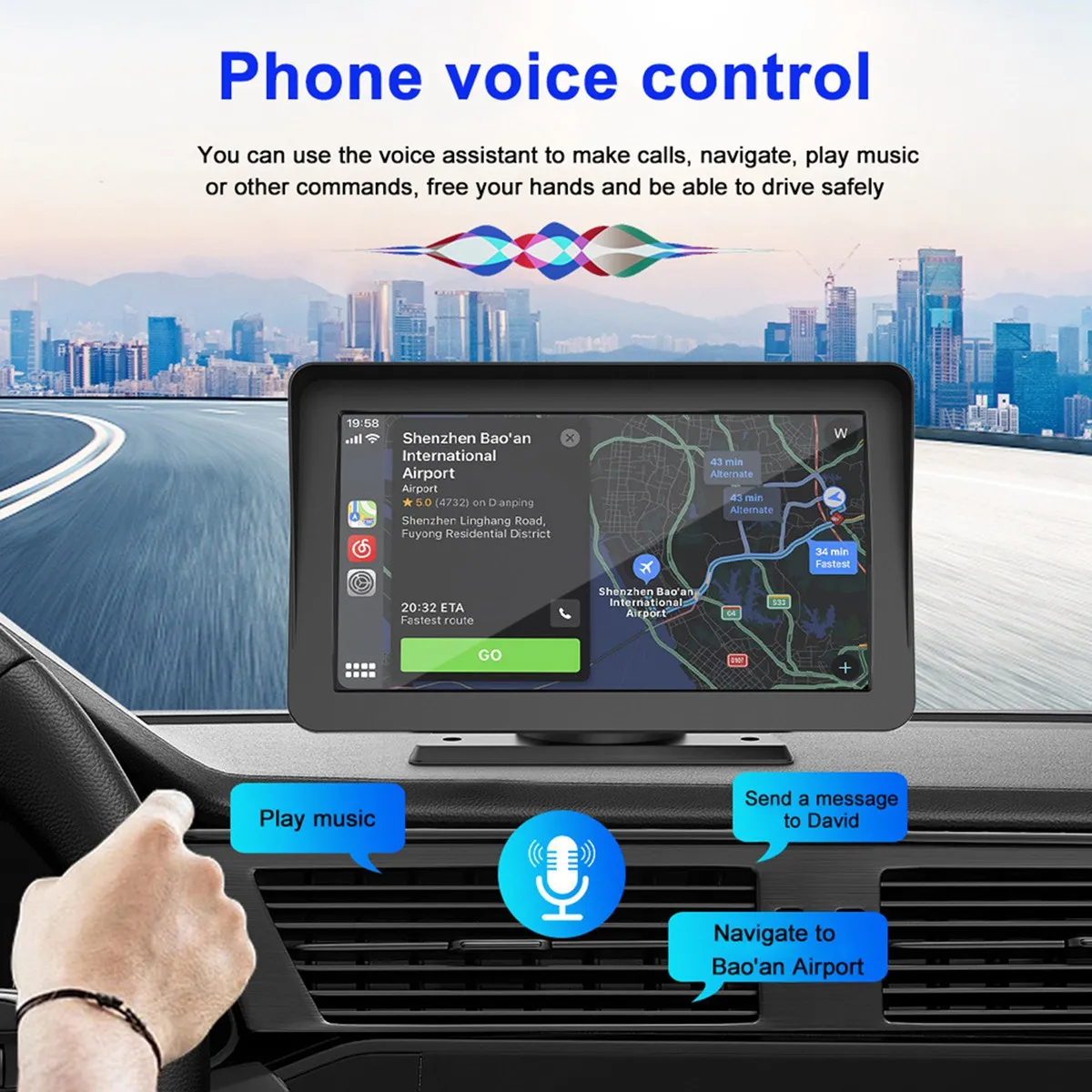 Универсальное 7-дюймовое автомобильное радио, мультимедийный видеоплеер, беспроводной Carplay и Android Auto Touch Screen MP5 B