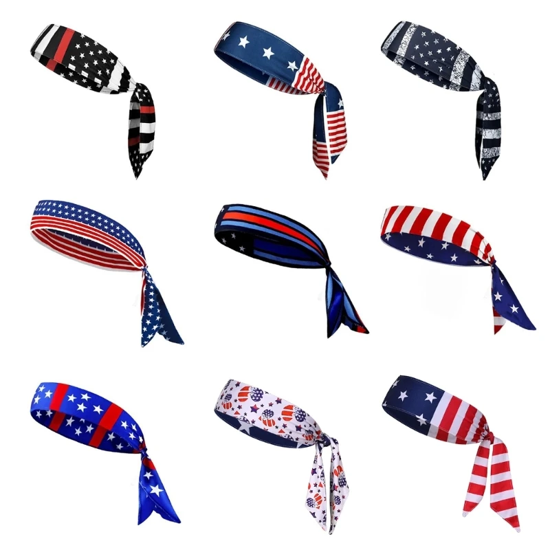 Флаги Дня Независимости США, резинки для волос, женская повязка для фитнеса на открытом воздухе, тюрбан