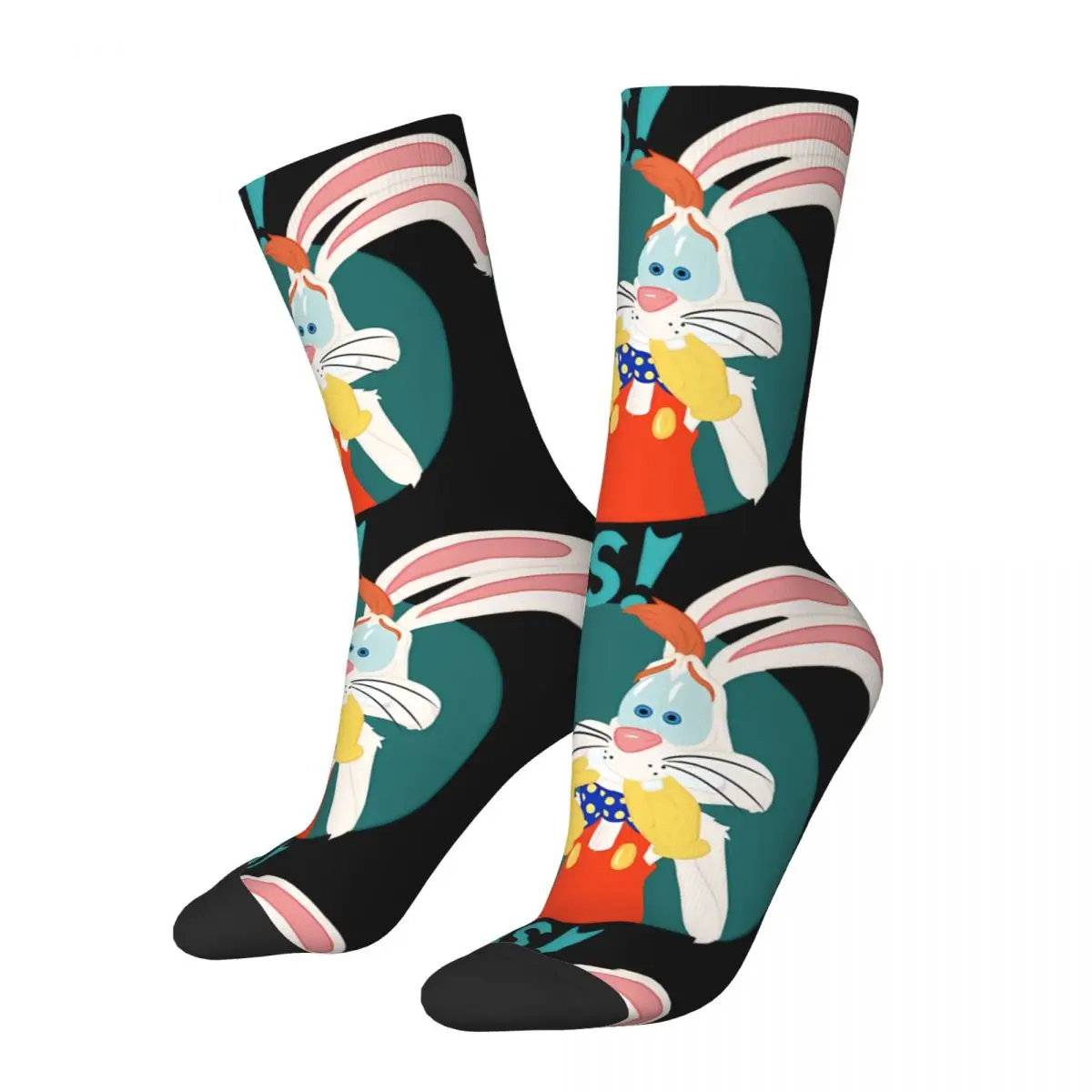 Хип-хоп Винтажные мужские компрессионные носки Jeepers Crazy Унисекс с рисунком Кролика Роджера в рамке W-Who Harajuku с забавным принтом, бесшовные