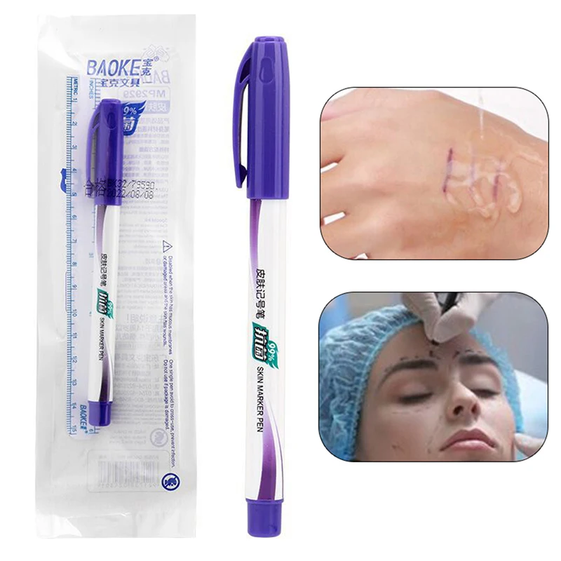 Хирургический маркер для бровей, маркер для кожи, ручка для татуажа, маркер для кожи, набор измерительных линейок