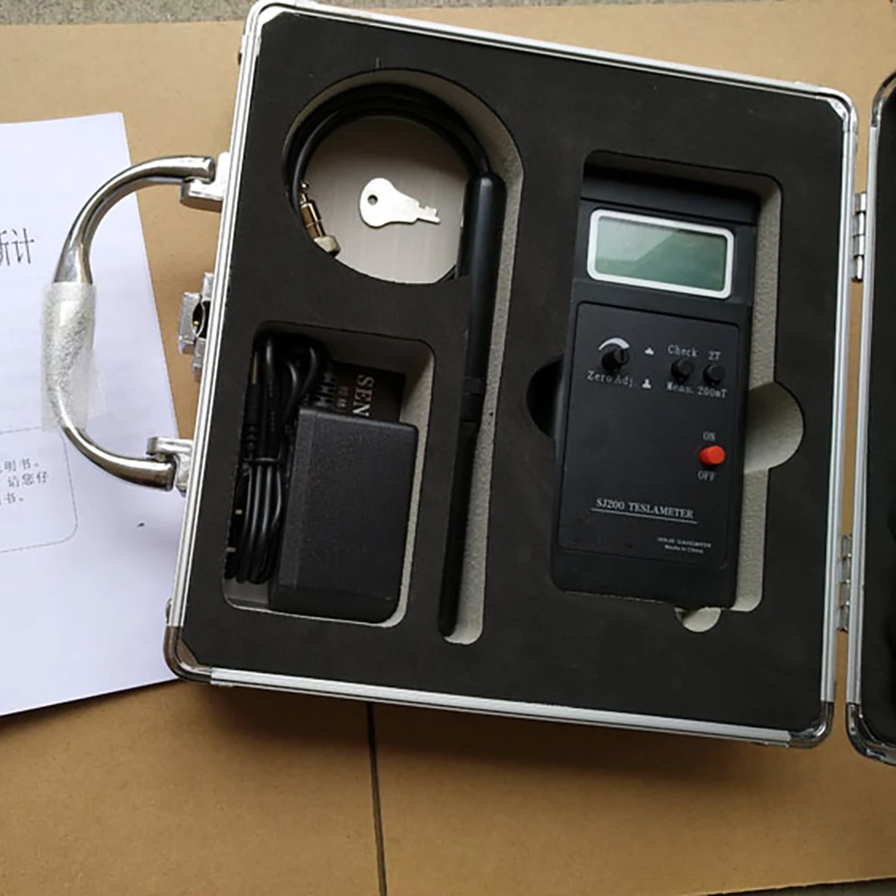 Цифровой измеритель Гаусса SJ200, тестер статического магнитного поля Tesla 0-200Mt-2000mT с адаптером и коробкой для переноски