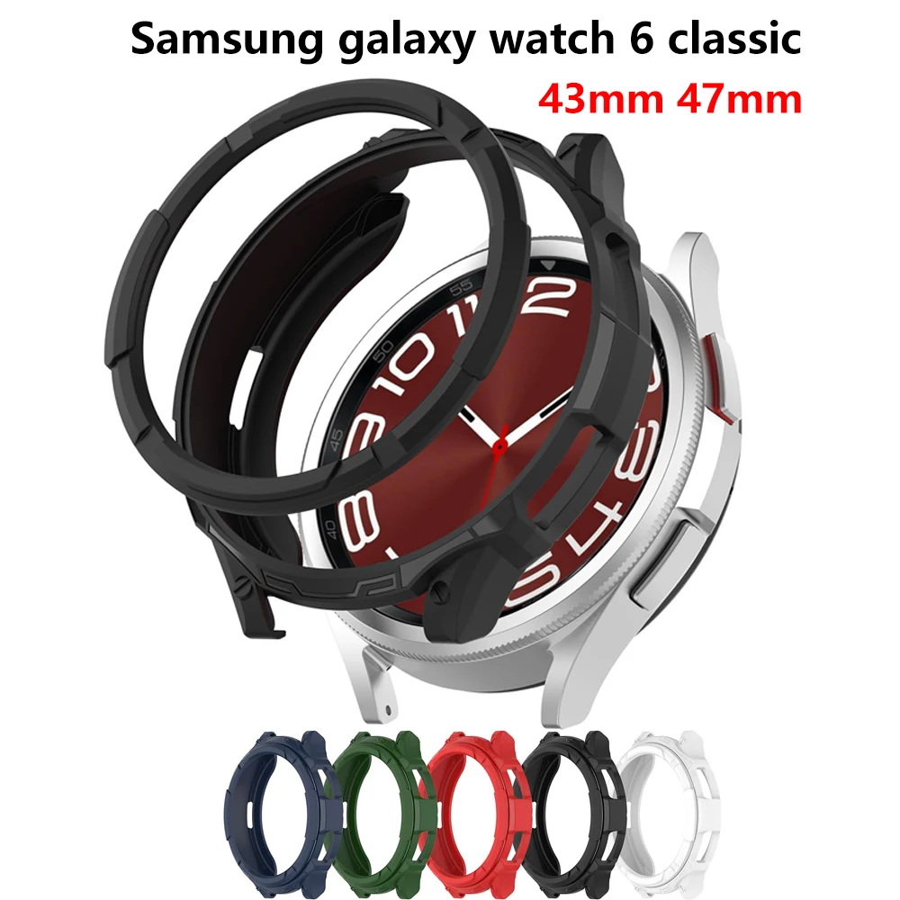 Чехол для Samsung Galaxy Watch 6 Classic 47мм 43мм Крышка, Защитный Бампер из ТПУ + Кольцо для Galaxy Watch Classic 6 43мм 47мм