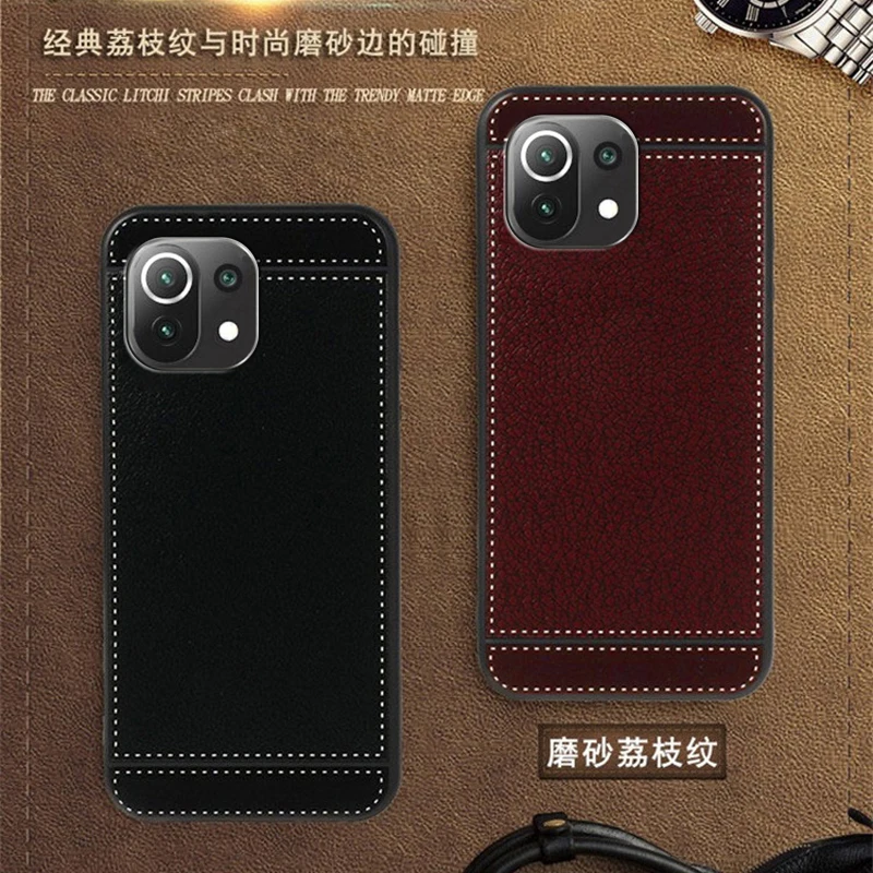 Чехол для Xiaomi Mi 11 Lite 5G Мягкий Силиконовый Красный/Черный/Синий/Розовый/Коричневый С Вогнуто-Выпуклым Рисунком Xiaomi Mi 11 Lite M2101K9AG Case
