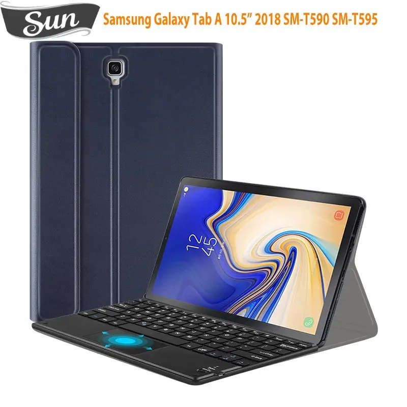 Чехол-клавиатура для Samsung Galaxy Tab a 10.5 SM T590 T595 Беспроводная Крышка Клавиатуры со Встроенной Сенсорной панелью Trackpad