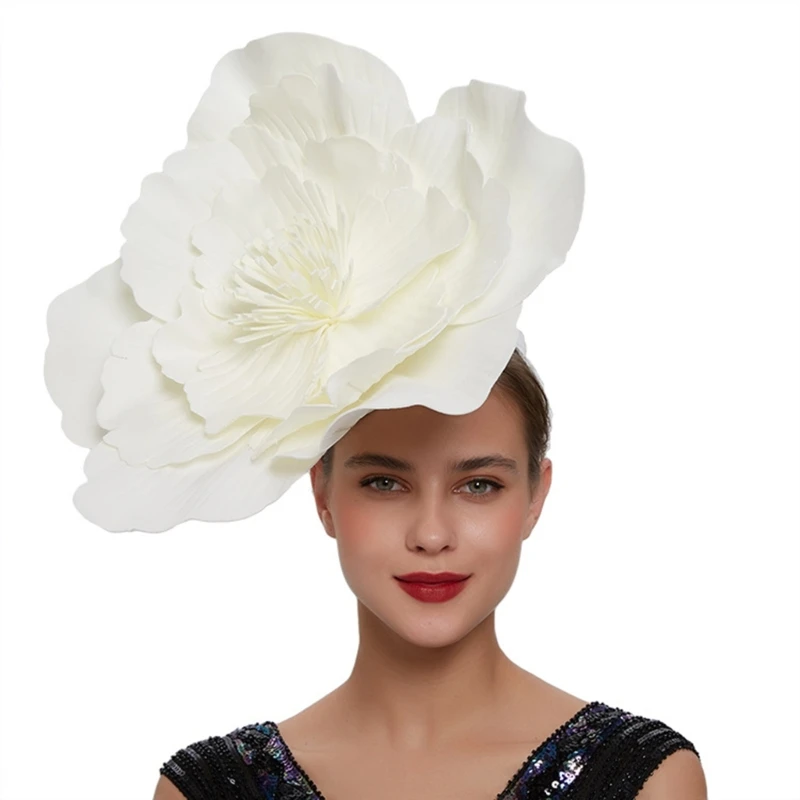 Шляпы с большим цветком Для женщин, повязка на голову с большим цветком, Костюмный головной убор, повязка на голову с цветочным принтом, шляпа с цветочным принтом