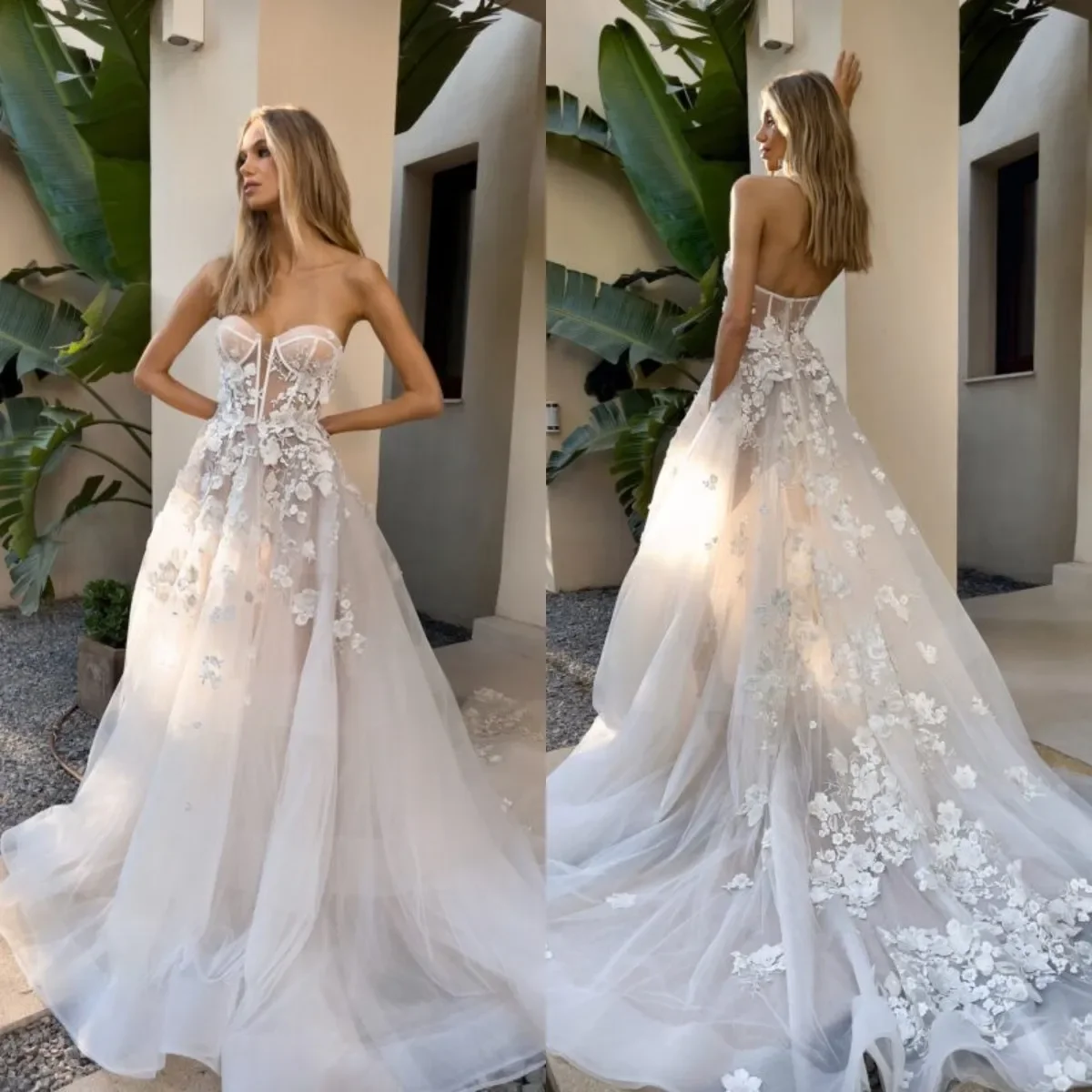 Элегантная аппликация трапециевидной формы, роскошное свадебное платье на заказ, сексуальное, с открытой спиной, длиной до пола, романтическое свадебное платье для новобрачных