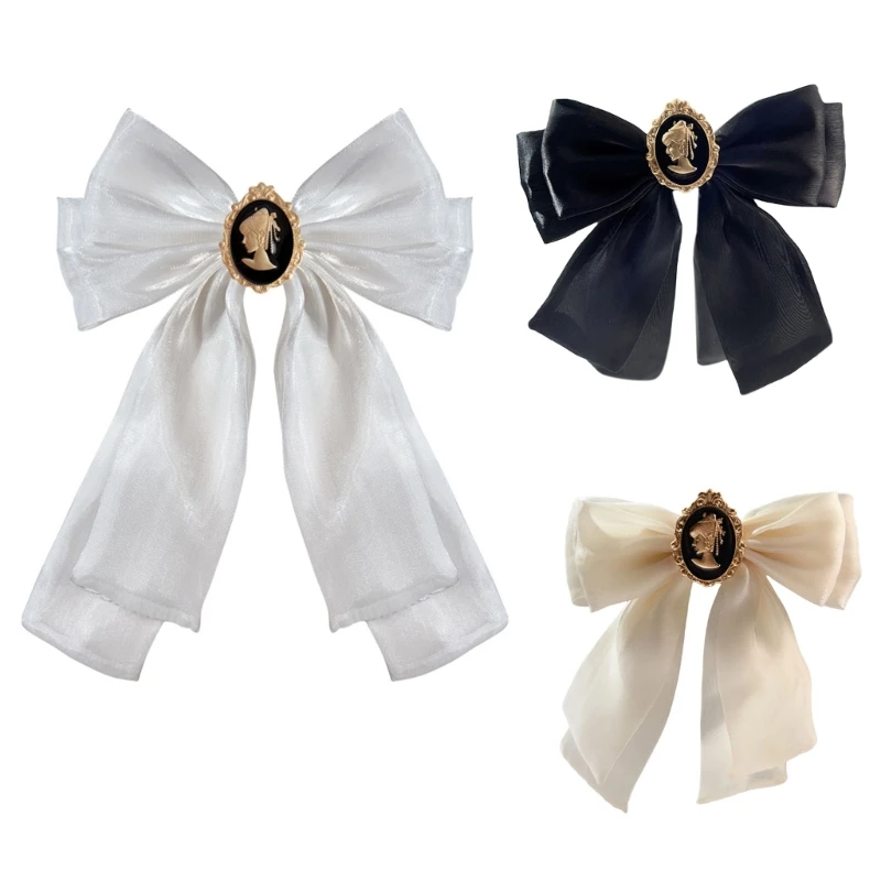 Элегантная брошь для галстука-бабочки из органзы, булавка для воротника, Модная брошь с бантом в стиле барокко, Булавка для женской школьной формы, Аксессуары для рубашек.
